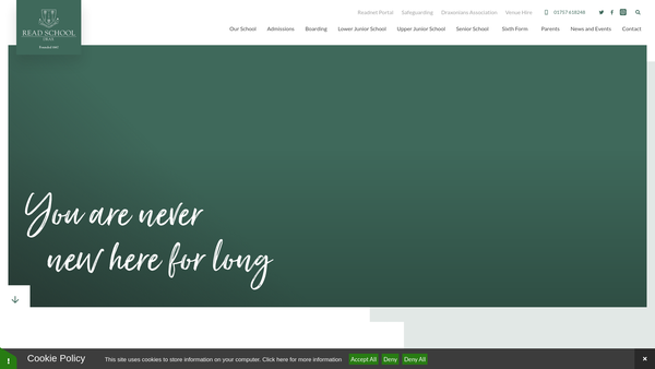 Screenshot of the The Read School, Drax website