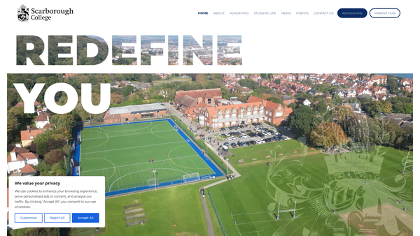 Screenshot of the Scarborough College website