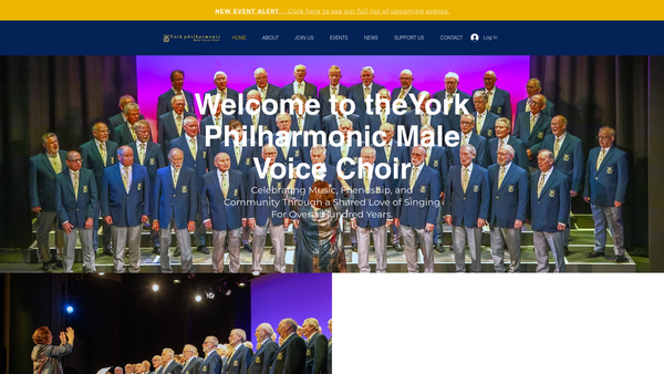 Screenshot of the York Philharmonic Male Voice Choir (Fletcher Memorial Choir) website