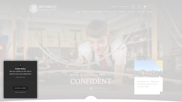 Screenshot of the Beverley Grammar School website