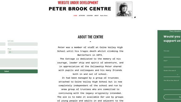 Screenshot of the The Peter Brook Centre Trust website