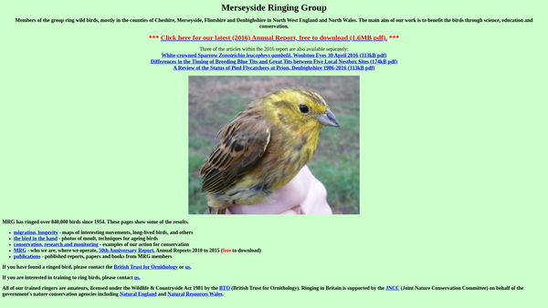 Screenshot of the Merseyside Ringing Group website