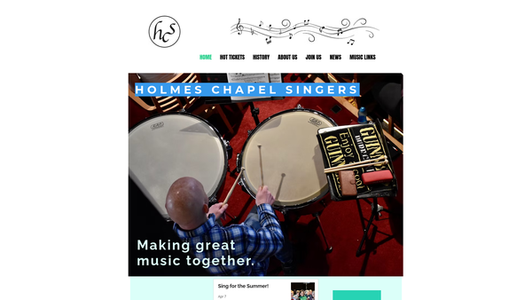 Screenshot of the Holmes Chapel Amateur Operatic And Dramatic Society website