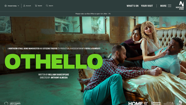 Screenshot of the Northern Stage (Theatrical Productions) Limited website