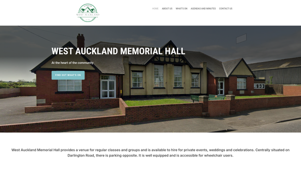 Screenshot of the West Auckland Memorial Community Association website
