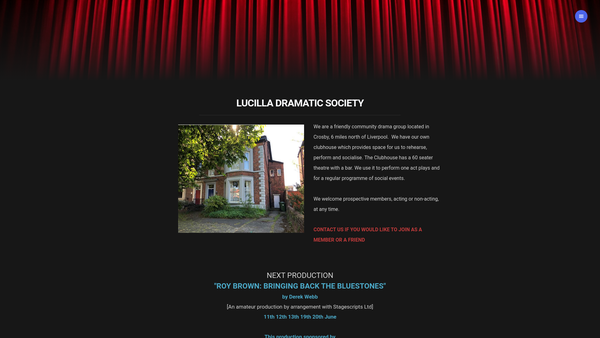 Screenshot of the Lucilla Dramatic Society website