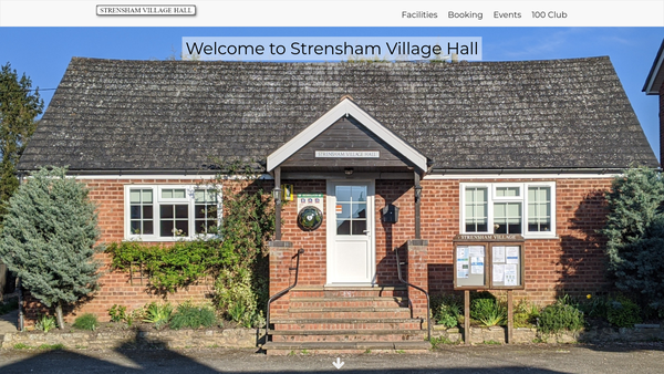 Screenshot of the Strensham Village Hall website