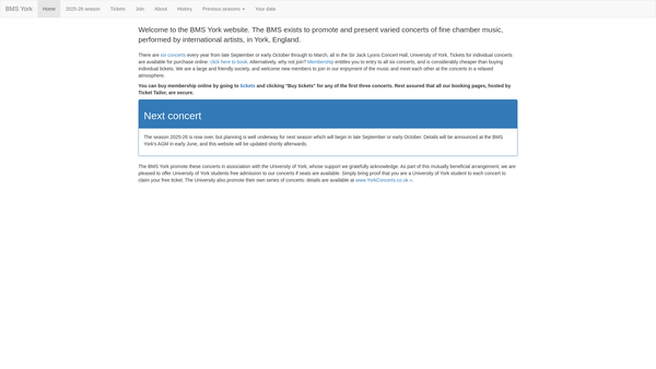 Screenshot of the The British Music Society Of York website