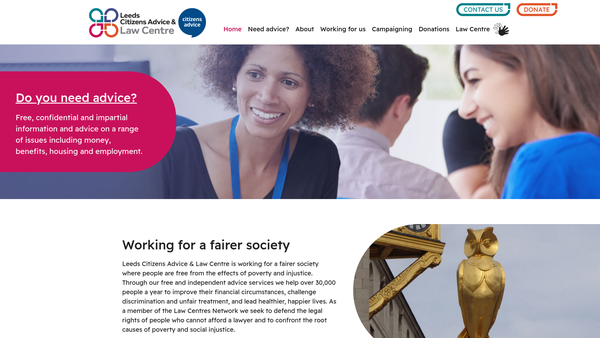 Screenshot of the Leeds Citizens Advice Bureau website