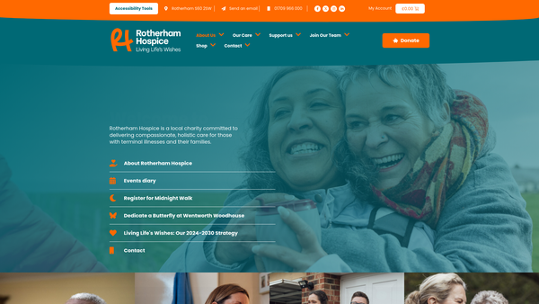 Screenshot of the The Rotherham Hospice Trust website