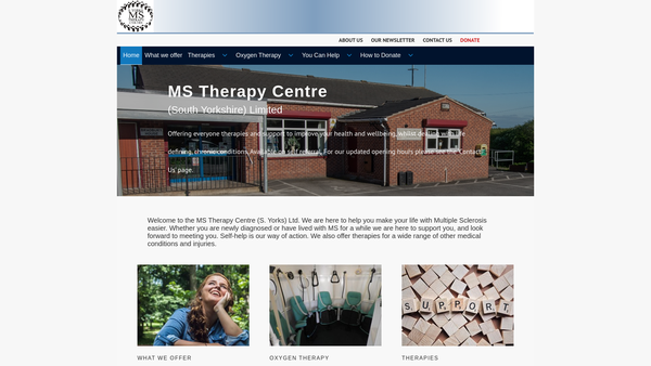 Screenshot of the Multiple Sclerosis Therapy Centre (South Yorkshire) Limited website