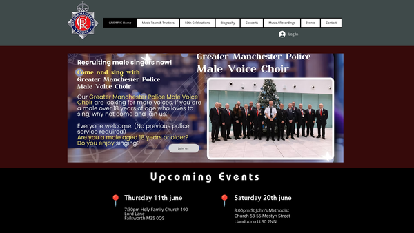 Screenshot of the The Greater Manchester Police Male Voice Choir website