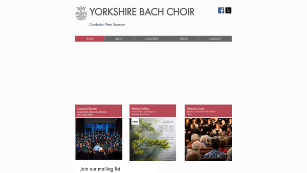Screenshot of the Yorkshire Bach Choir website