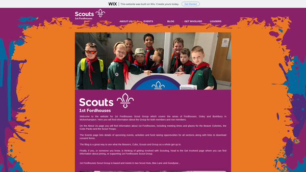 Screenshot of the 1st Fordhouses Scout Group website