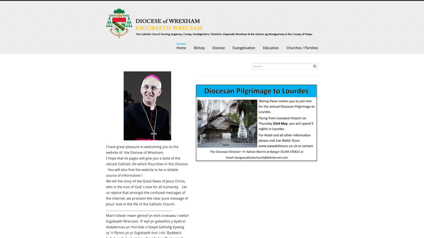 Screenshot of the Wrexham Diocesan Trust website
