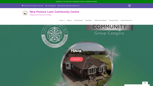 Screenshot of the New Pasture Lane Community Centre website