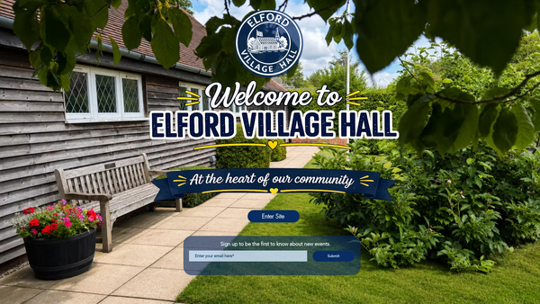 Screenshot of the Elford Village Hall website