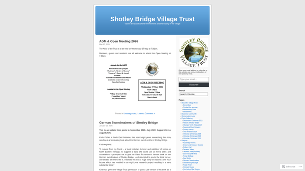 Screenshot of the Shotley Bridge Village Community Trust website