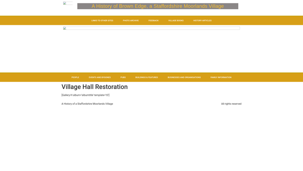 Screenshot of the Brown Edge Village Hall website