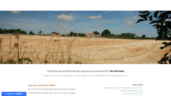 Screenshot of the Potto Village Hall website