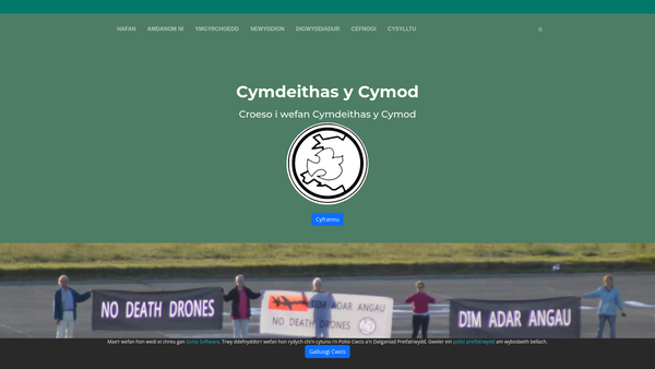 Screenshot of the Cymdeithas Y Cymod Yng Nghymru/fellowship Of Reconciliation In Wales website