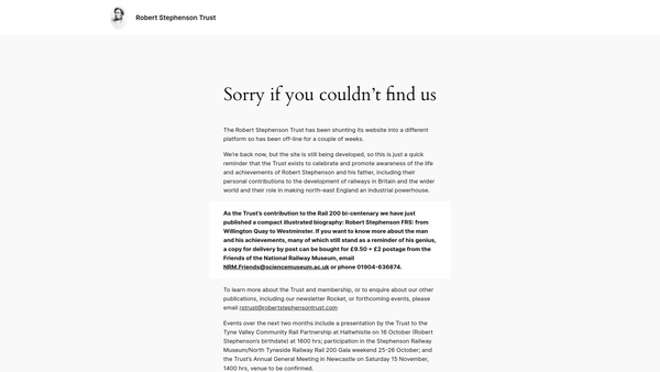 Screenshot of the The Robert Stephenson Trust website