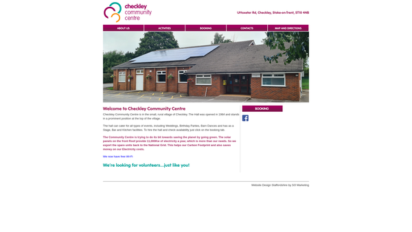 Screenshot of the Checkley Parish Community Hall website
