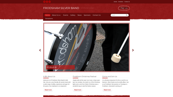 Screenshot of the The Frodsham Silver Band website