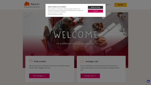 Screenshot of the Maggie Keswick Jencks Cancer Caring Centres Trust England website