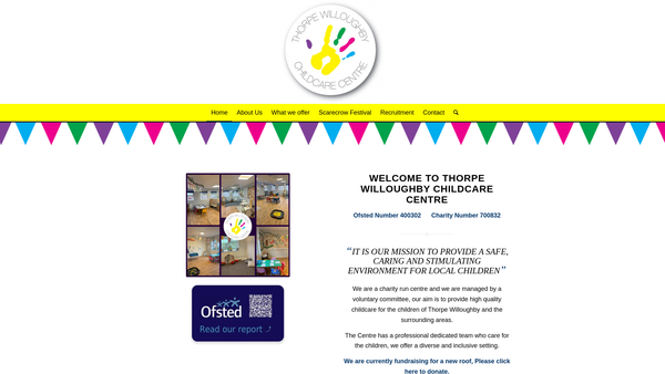 Screenshot of the Thorpe Willoughby Playgroup website