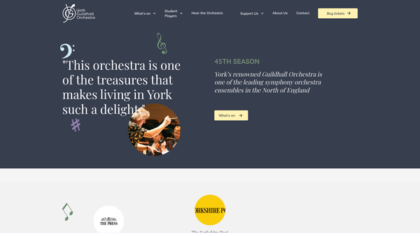 Screenshot of the The City Of York Guildhall Orchestra website