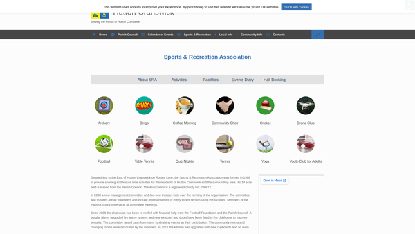 Screenshot of the Hutton Cranswick Sports And Recreation Association website