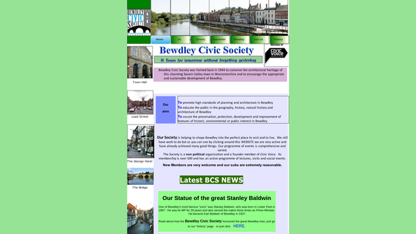 Screenshot of the Bewdley Civic Society website