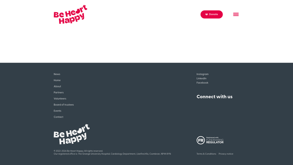 Screenshot of the Be Heart Happy website