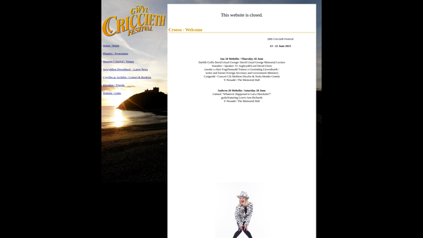 Screenshot of the Criccieth Arts Association/cymdeithas Celfyddydau Criccieth website