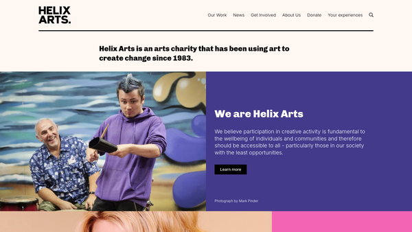 Screenshot of the Helix Arts Limited website