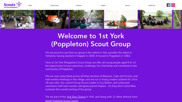 Screenshot of the 1st York (Poppleton) Scout Group website