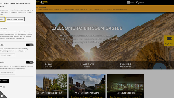 Screenshot of the Friends Of Lincoln Castle website