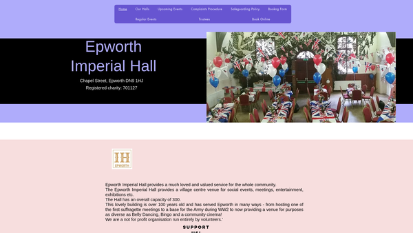 Screenshot of the Epworth Imperial Hall website