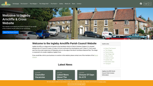 Screenshot of the Ingleby Cross Village Hall website