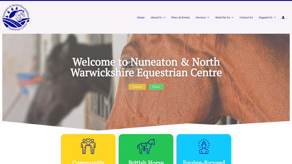 Screenshot of the Nuneaton And North Warwickshire Equestrian Centre Riding For The Disabled website