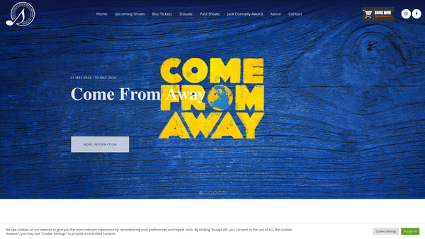 Screenshot of the Bos Musical Theatre Company website