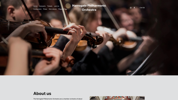 Screenshot of the Harrogate Philharmonic Orchestra website