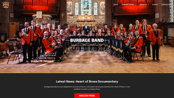 Screenshot of the Burbage Band (Buxton) website
