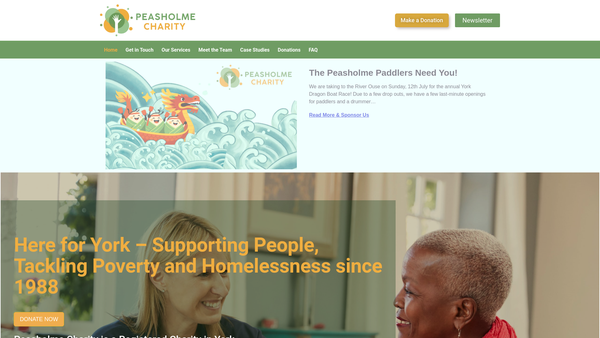 Screenshot of the Peasholme Charity website