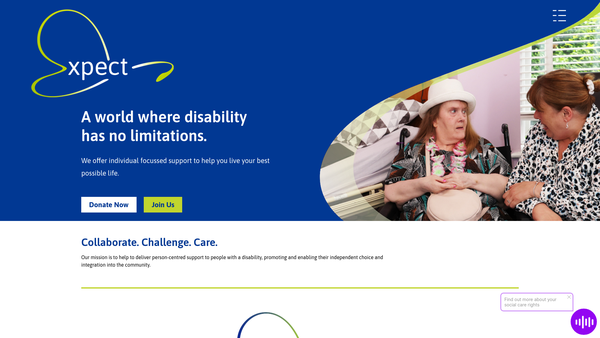 Screenshot of the Expect Ltd website