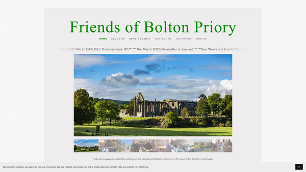 Screenshot of the The Friends Of Bolton Priory website