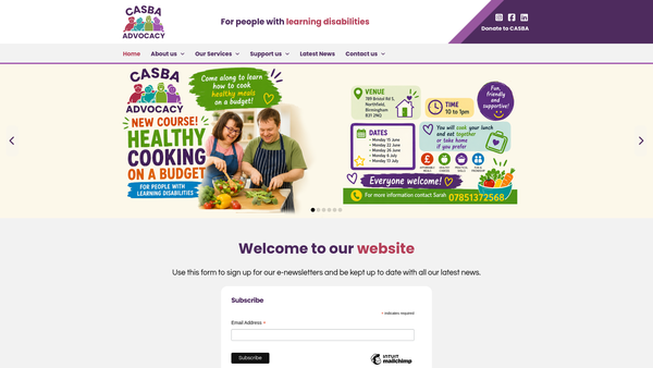 Screenshot of the Casba website