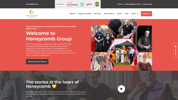 Screenshot of the Honeycomb Charitable Services Limited website