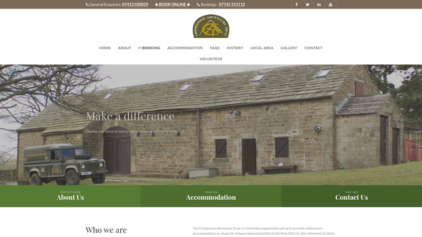 Screenshot of the The Crookstone Adventure Trust website